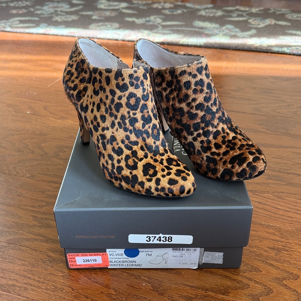 Vince Camuto Brown Leopard Heeled Boots